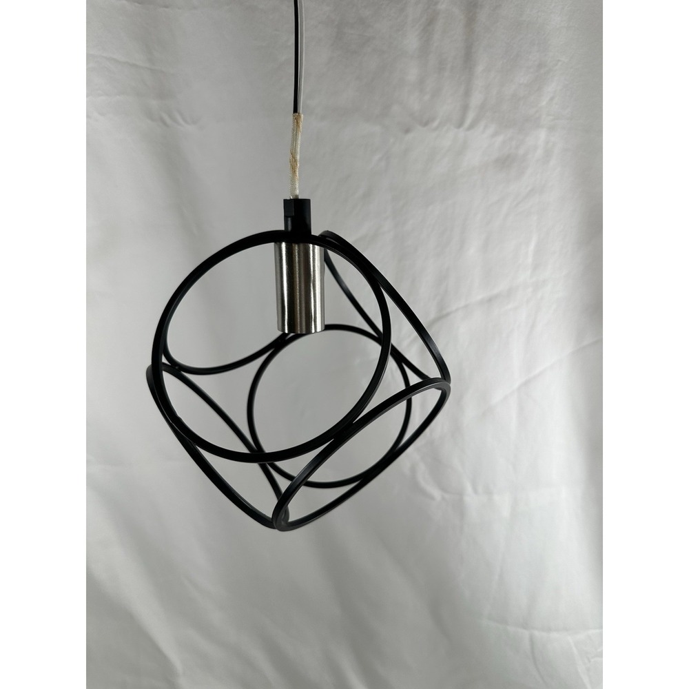 New Artcraft Sorrento Collection 1 Light Pendant, Mini  Matte Black Satin Nickel - Picture 4 of 5